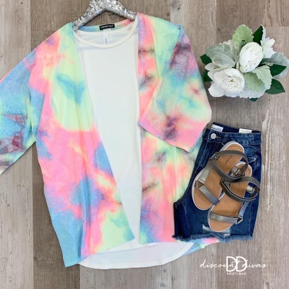 Tie dye kimono size large new without tags